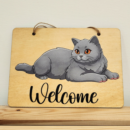 Targa in Legno con Gatto 20x30 cm – Decorazione Casa e Idea Regalo per Amanti dei Gatti