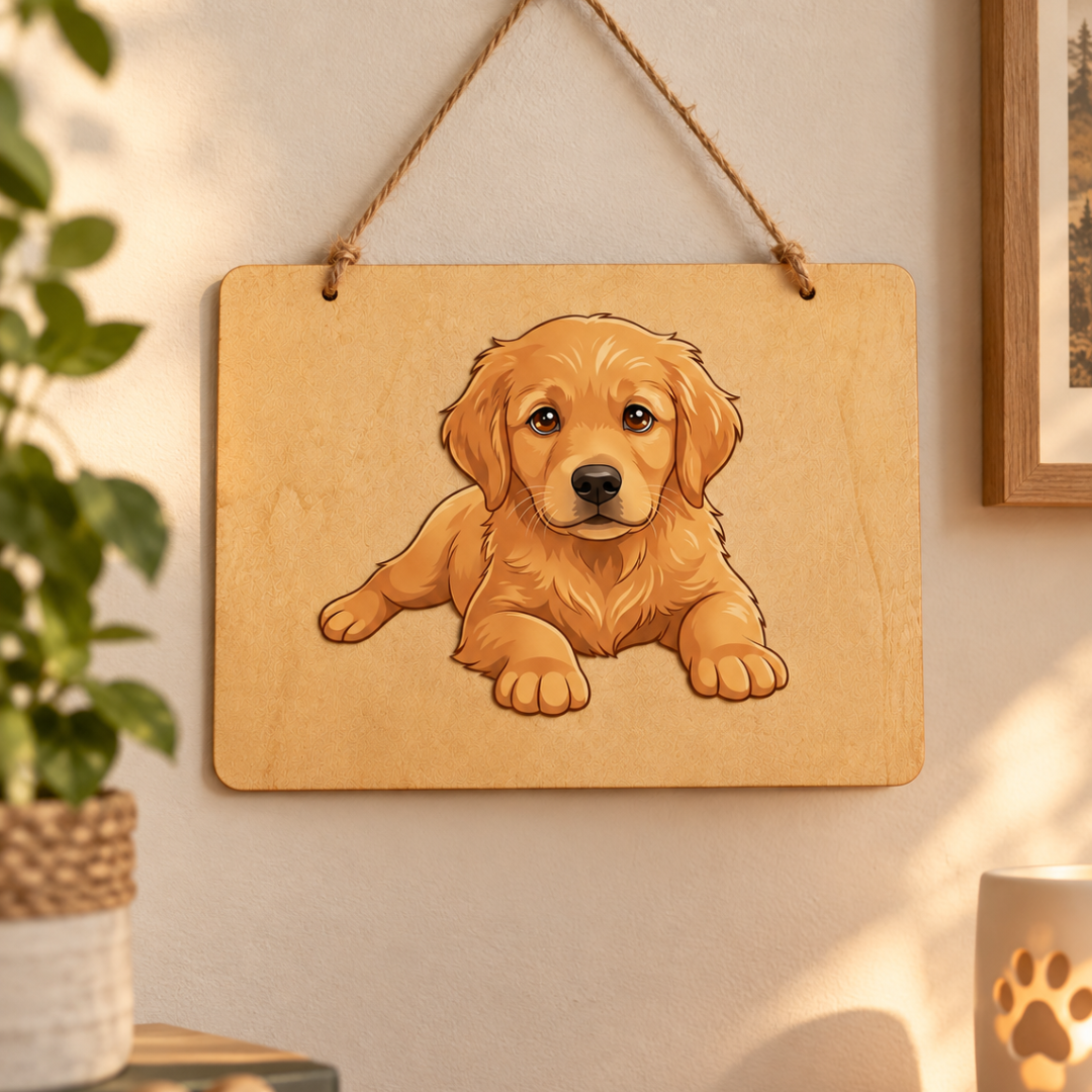 Golden Retriever Wooden Sign 20x30 cm – Home Decor and Gift Idea