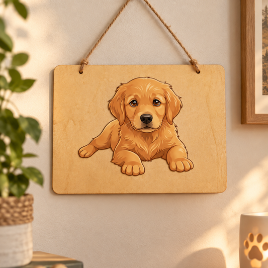 Golden Retriever Wooden Sign 20x30 cm – Home Decor and Gift Idea