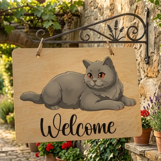 Wooden Cat Sign 20x30 cm – Home Decor and Gift Idea for Cat Lovers