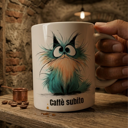 Tazza divertente con gatto, idea regalo originale per amanti dei gatti