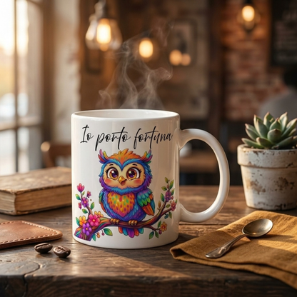 Dettaglio tazza farfalla colorata, idea regalo originale