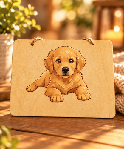 Targa in legno Golden Retriever 20x30 cm – Decorazione casa e Idea Regalo