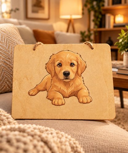 Targa in legno Golden Retriever 20x30 cm – Decorazione casa e Idea Regalo